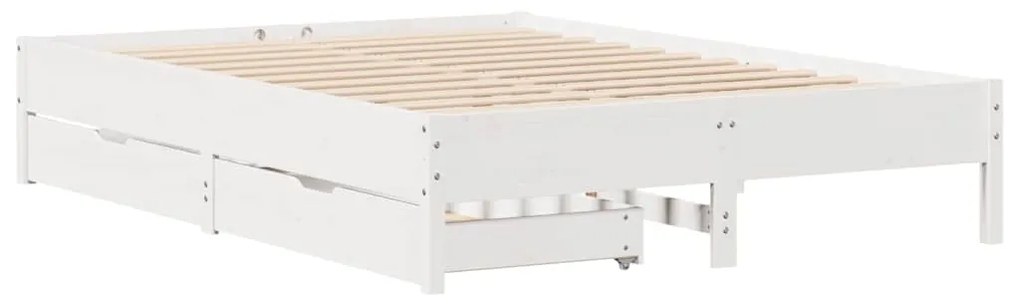 Cama sem colchão 140x190 cm madeira de pinho maciça branco