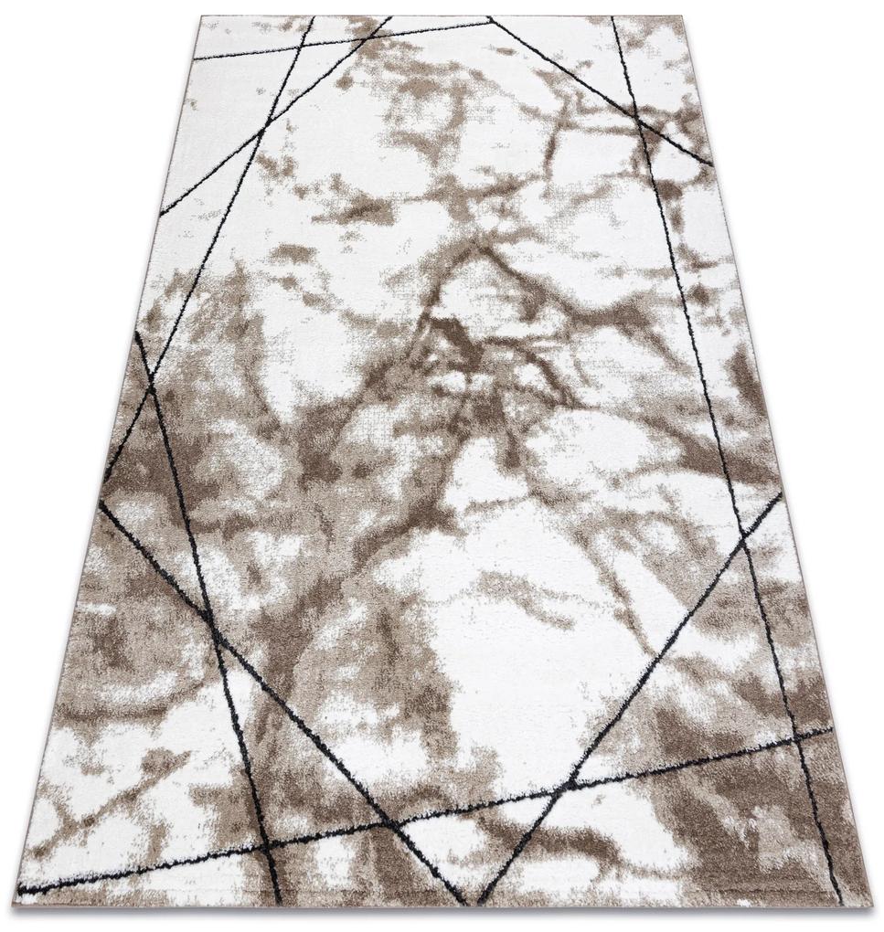 Tapete moderno COZY Lina, geométrico, mármore - Structural dois níveis de lã castanho