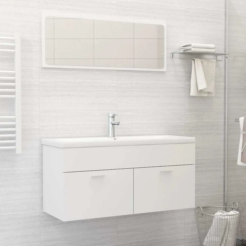 vidaXL 2 pcs conjunto de móveis de casa de banho contraplacado branco