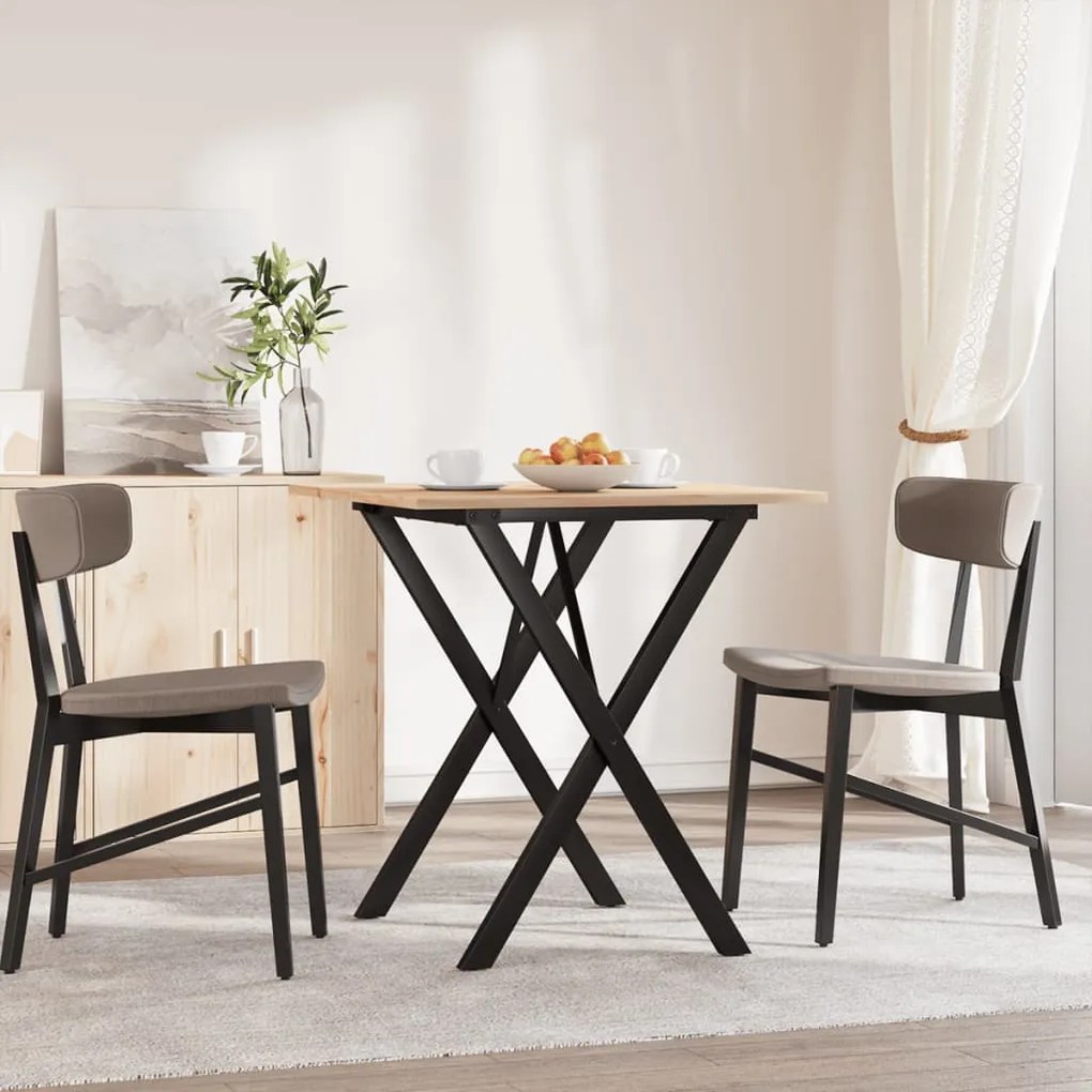 Mesa de jantar estrutura em X 70x70x75 cm pinho e aço