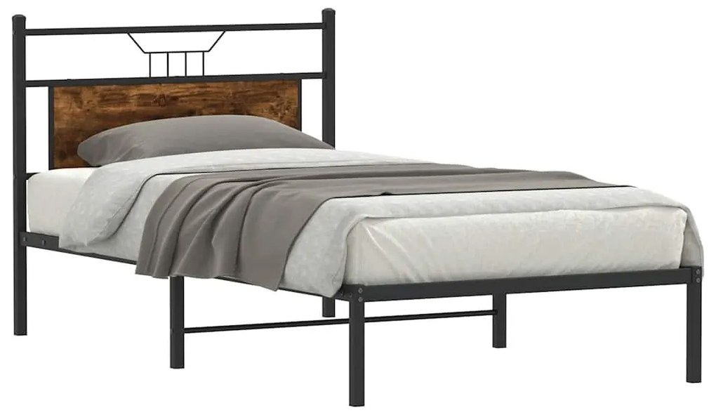 Estrutura de cama sem colchão 107x203 cm carvalho fumado