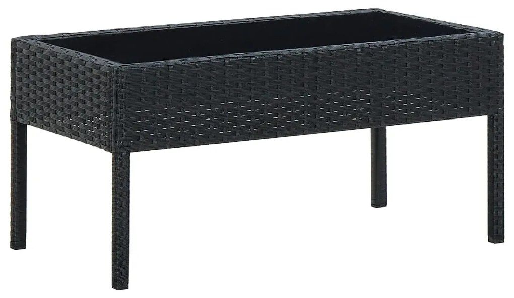 45904 vidaXL Mesa de jardim 75x40x37 vime PE preto