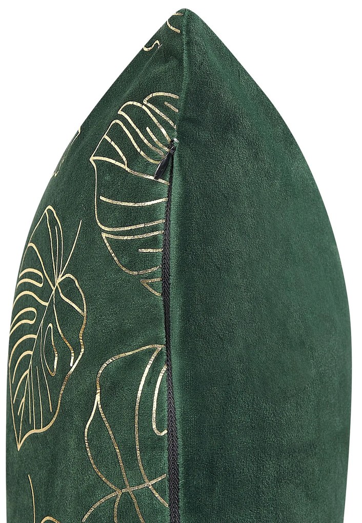 Conjunto de 2 almofadas decorativas veludo verde e dourado 45 x 45 cm MONSTERA Beliani