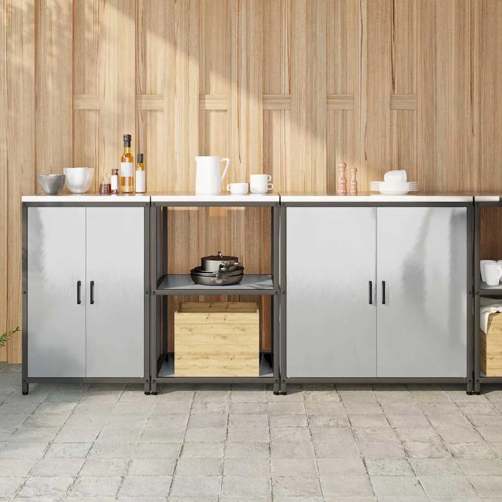 vidaXL Conjunto de Armazenamento de Cozinha Outros 3 pcs Prateado Aço