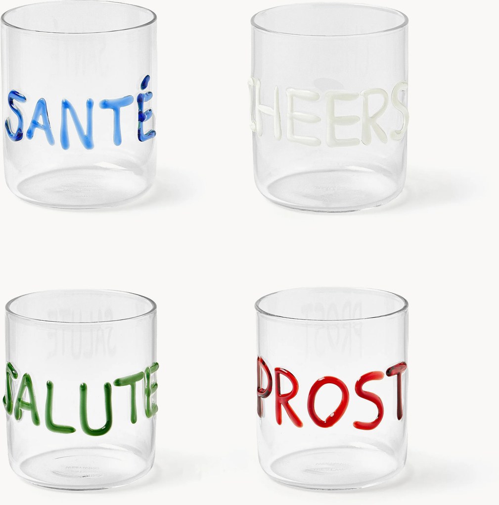 Copos artesanais em vidro borossilicato Tutti, conjunto de 4