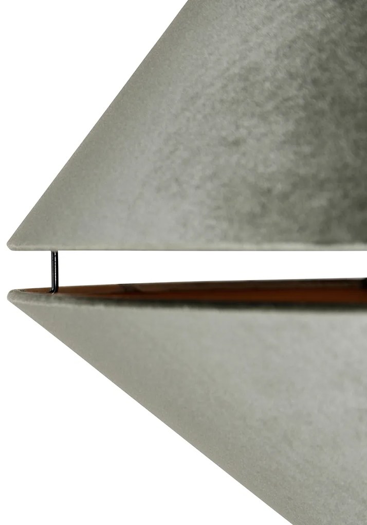 Candeeiro de Arco em Latão com Abajur Duplo de Veludo Branco e Verde - XXL