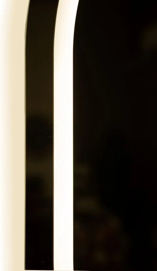 ESPELHO DE PAREDE LED OVAL 60X3,5X80 CM (3 CORES DE LUZ) PRATEADO