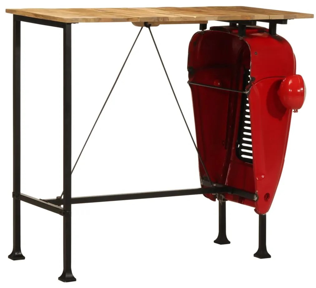 Mesa de bar trator madeira mangueira maciça vermelho/castanho