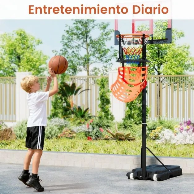 Acessório de retorno de basquetebol 360° giratório de cesto de basquetebol com 4 ganchos Sistema de retorno de bolas laranja