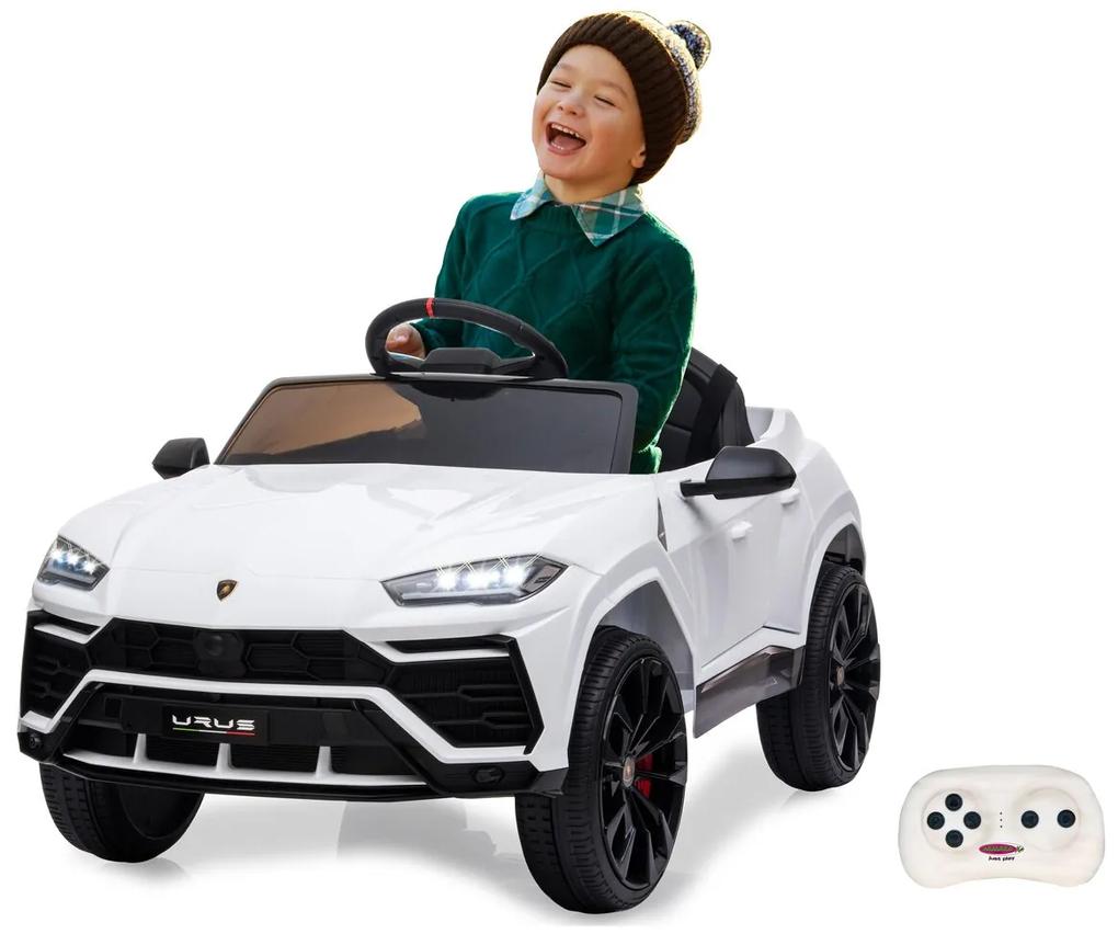 Carro elétrico infantil a bateria 12V Lamborghini Urus Controlo remoto 2,4GHz Branco