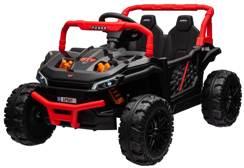 Buggy elétrico para crianças UTV Small 12V Tração traseira, Bateria de 12V, Rodas de plástico, Controlo remoto 2,4 GHz, Leitor de MP3 com entrada USB/