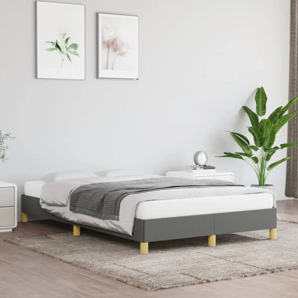 Estrutura de cama sem colchão cinza escuro 120x190 cm tecido