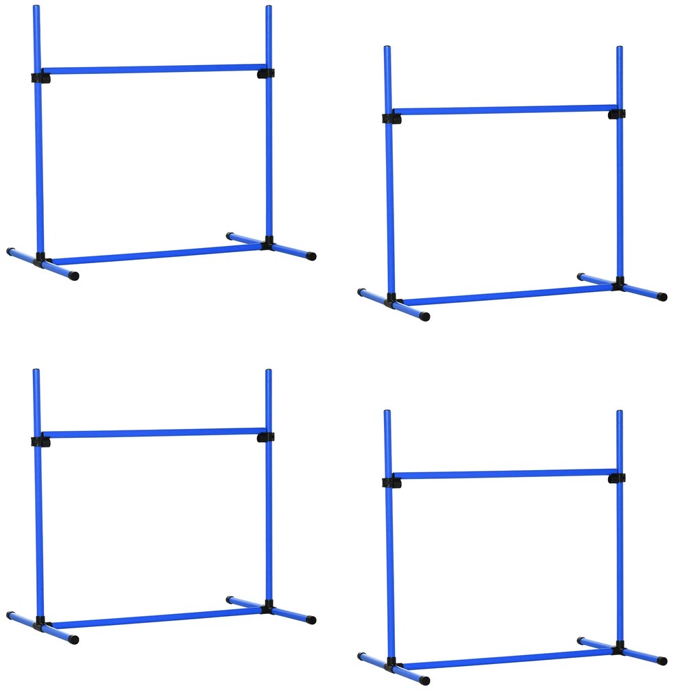 PawHut Conjunto de Treinamento de Agilidade para Cães 4 Peças Obstáculos de Salto com Altura Ajustável 99x65x94 cm  Azul