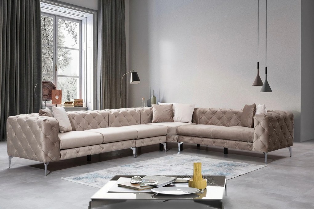 Sofá de Canto Como – Bege – 310 cm x 73 cm x 270 cm