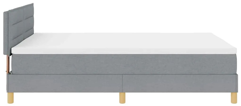 Cama Box Spring com Colchão Cinza Claro 160x200 cm Tecido
