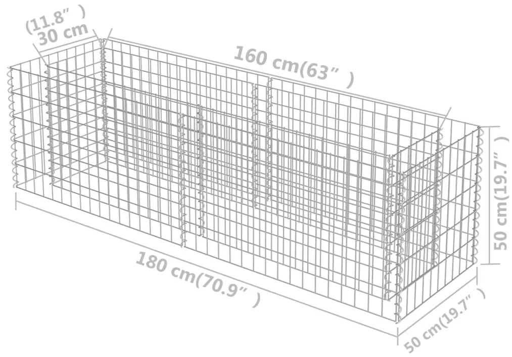 Canteiro elevado/cesto gabião 180x50x50 cm aço galvanizado