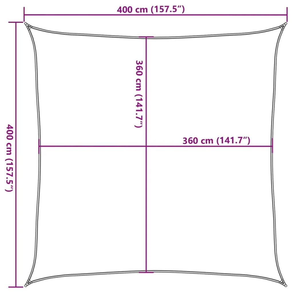 Para-sol estilo vela 160 g/m² 4x4 m PEAD castanho