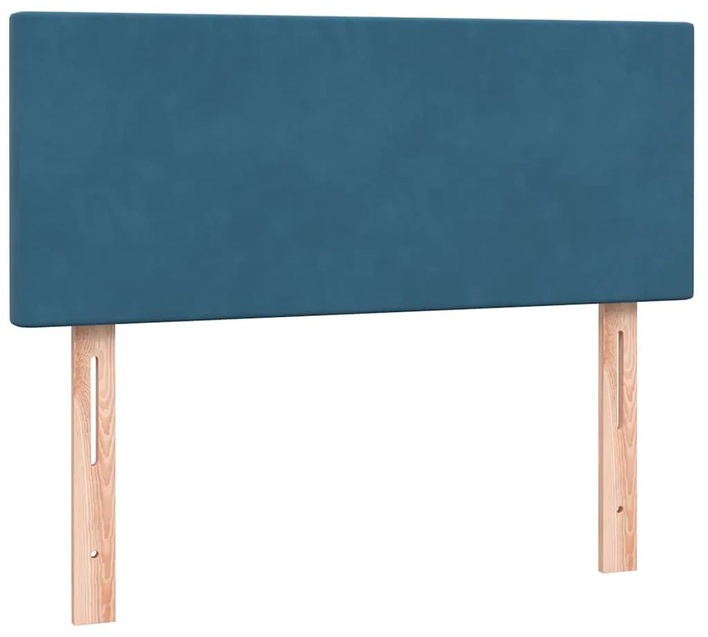 Cama com molas/colchão 120x210 cm veludo azul-escuro