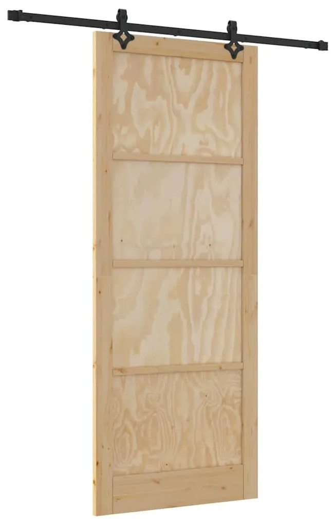 Porta Deslizante vidaXL com Conjunto de Ferragens 93x232 cm Madeira Só