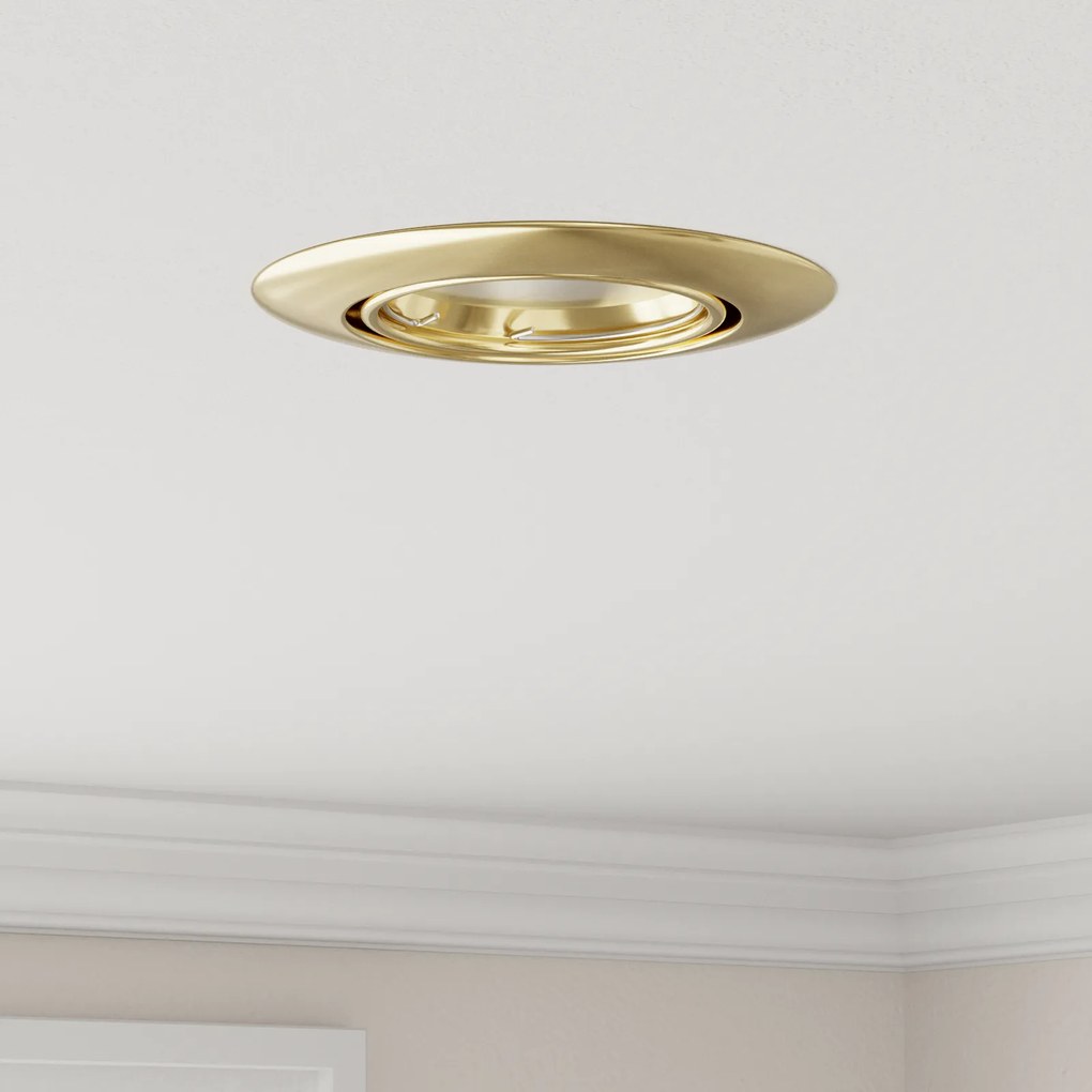 vidaXL Spotlights Embutidos 12 pcs Redondos GU10 Dourado Ø90 mm Aço