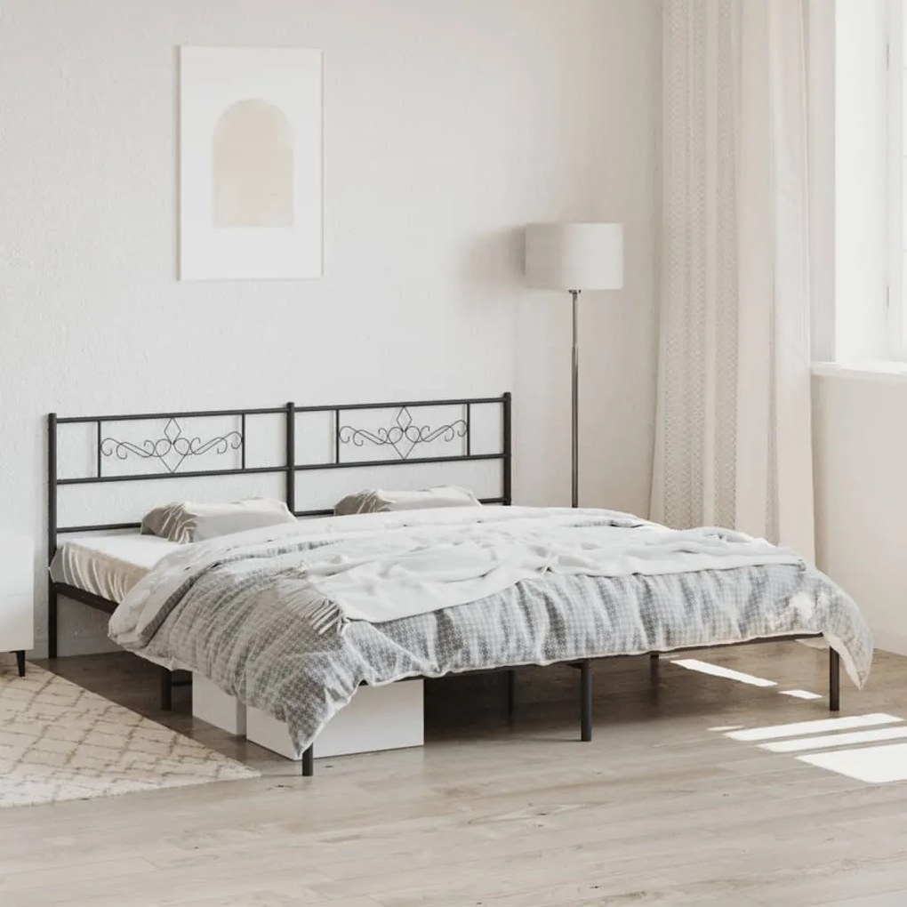 Estrutura de cama em metal com cabeceira 180x200 cm preto