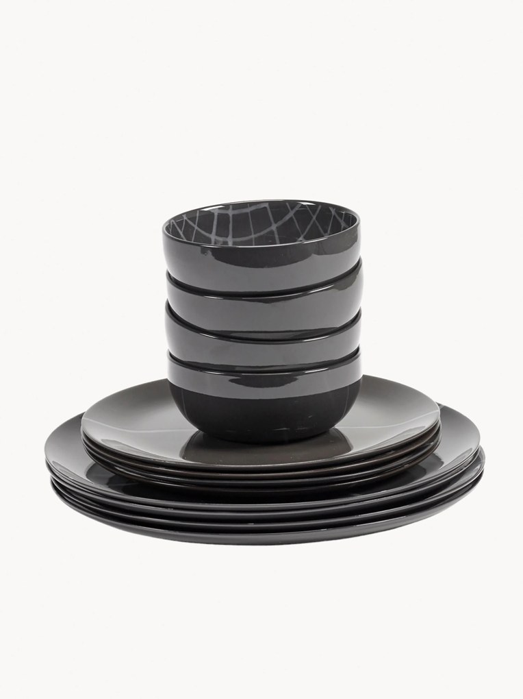 Serax x Kelly Wearstler, Porcelain Tableware Set Zuma, 4 People, Set of 12