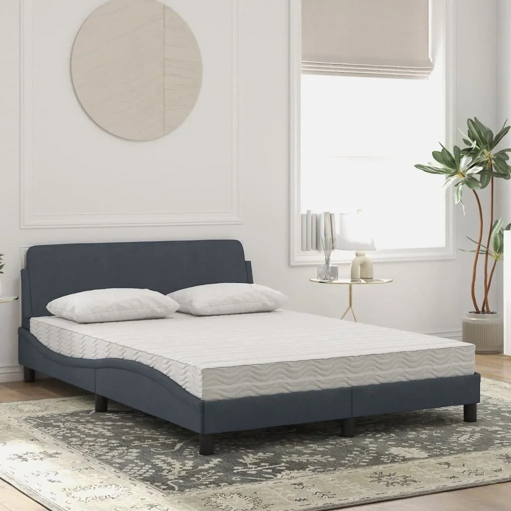 Cama com colchão 140x190 cm veludo cinzento-escuro