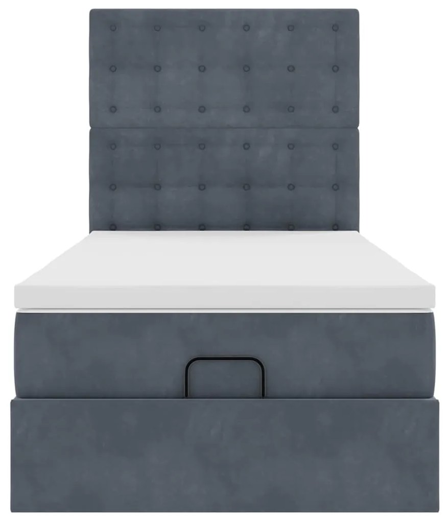 Estrutura cama otomana colchões 80x200cm veludo cinzento escuro