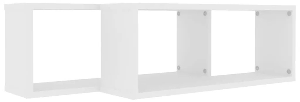 Prateleiras parede forma de cubo 2 pcs derivados madeira branco