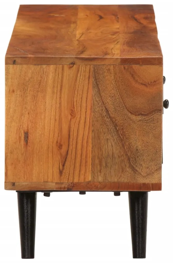 Móvel de TV com portas 112x30x40 cm acácia maciça e metal