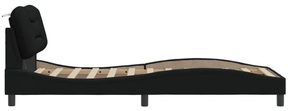 Estrutura de cama com LED sem colchão 90x190 cm tecido preto