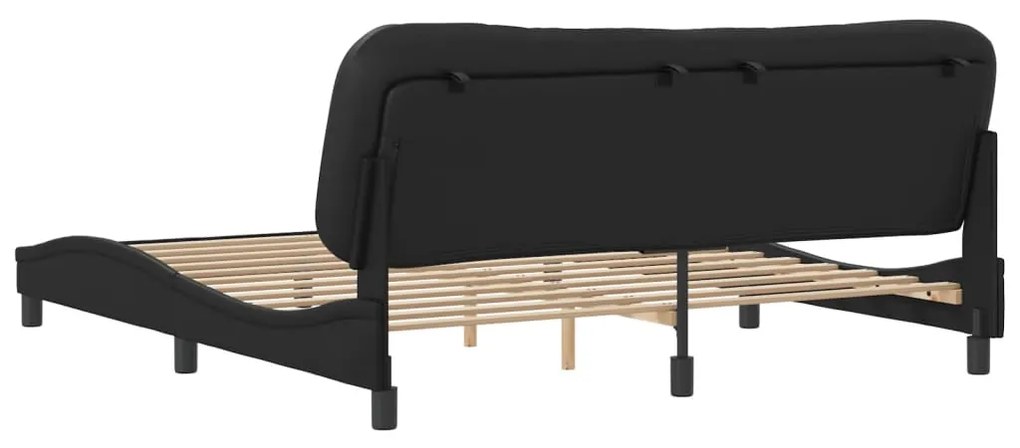 Estrutura de cama c/ cabeceira 180x200cm couro artificial preto