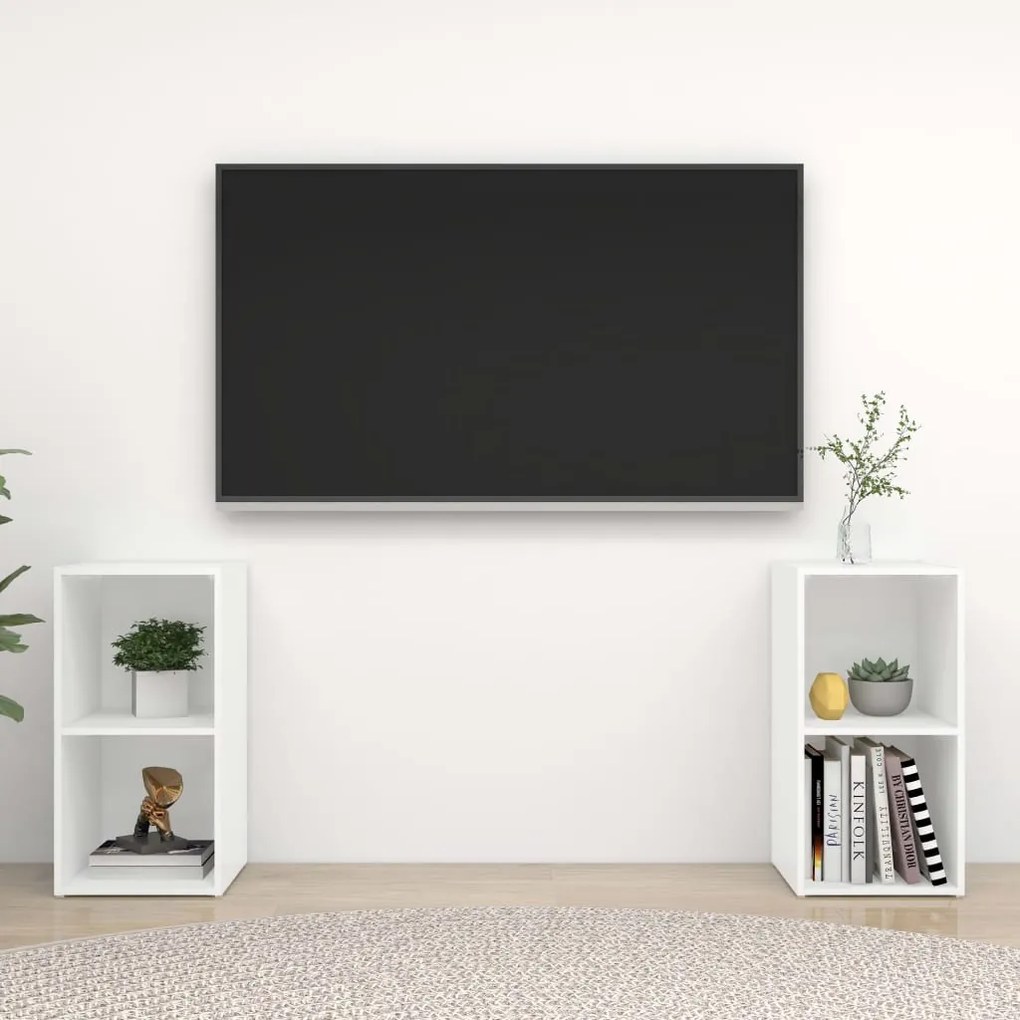 vidaXL Móveis de TV 2 pcs 72x35x36,5 cm derivados de madeira branco