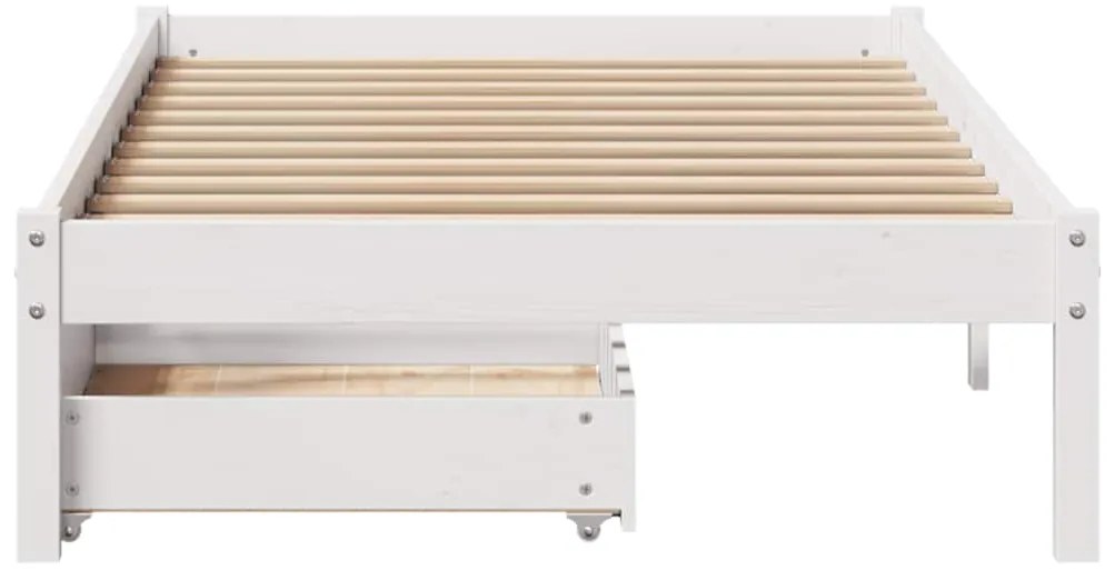 Cama sem colchão 100x200 cm madeira de pinho maciça branco