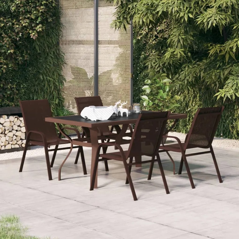 vidaXL 5 pcs conjunto de jantar para jardim castanho e preto