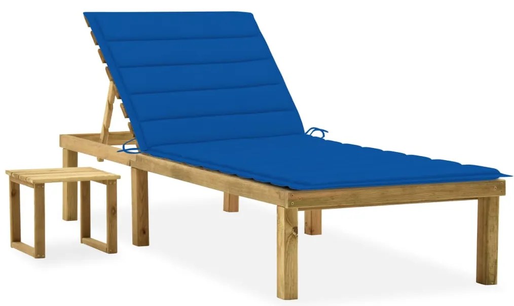 Espreguiçadeira de jardim com mesa e almofadão pinho impregnado