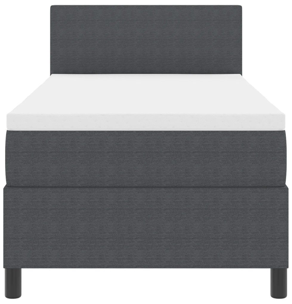 Cama Box Spring com Colchão Cinza Escuro 80x200 cm Tecido de Corduroy