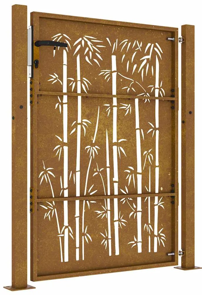 Portão de jardim 105x130 cm aço corten design bambu