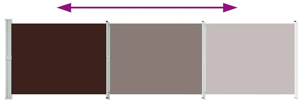 Toldo lateral retrátil para pátio 600x160 cm castanho