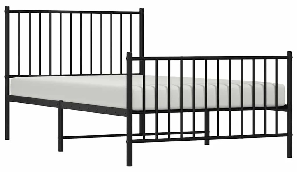 Estrutura de cama com cabeceira e pés 100x190 cm metal preto
