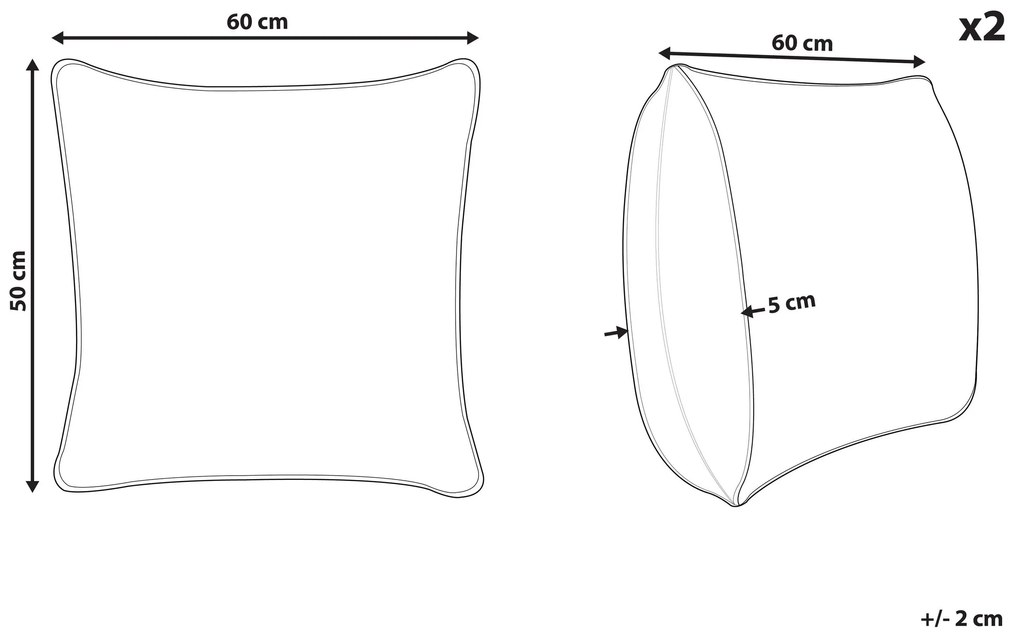 Conjunto de 2 almofadas de alto perfil em microfibra 50 x 60 cm ERRIGAL Beliani