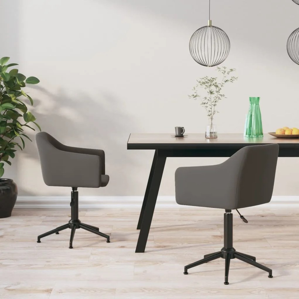 vidaXL Cadeiras de jantar giratórias 2 pcs veludo cinzento-escuro