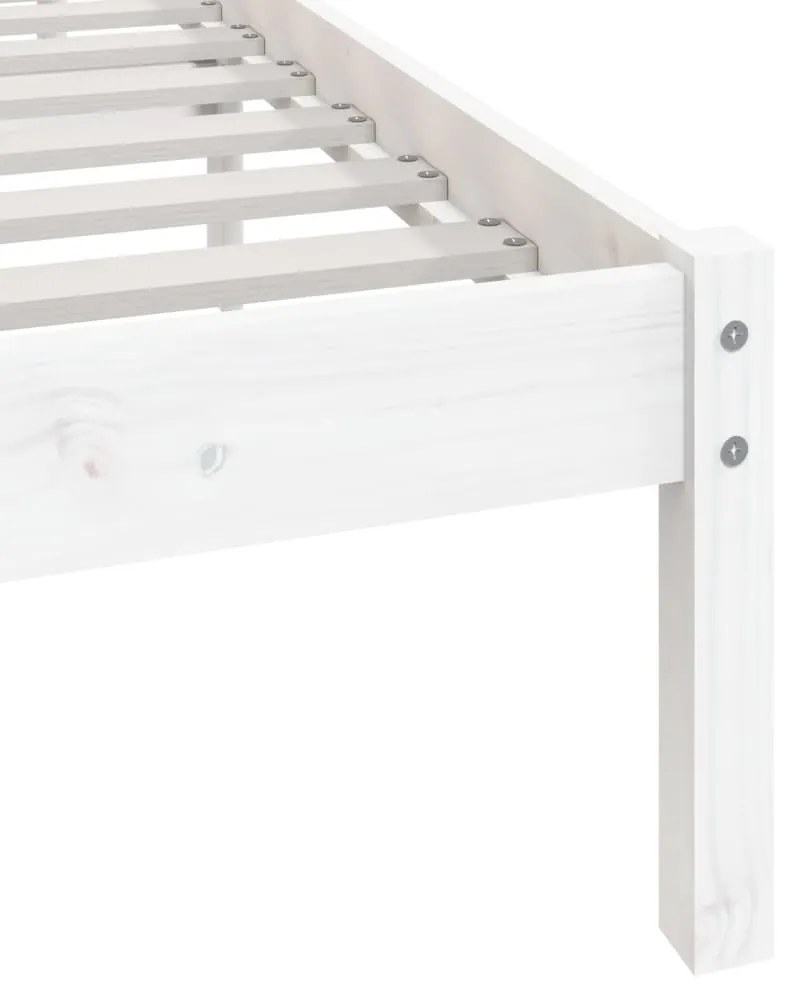 Estrutura cama de solteiro pequena 75x190cm pinho maciço branco