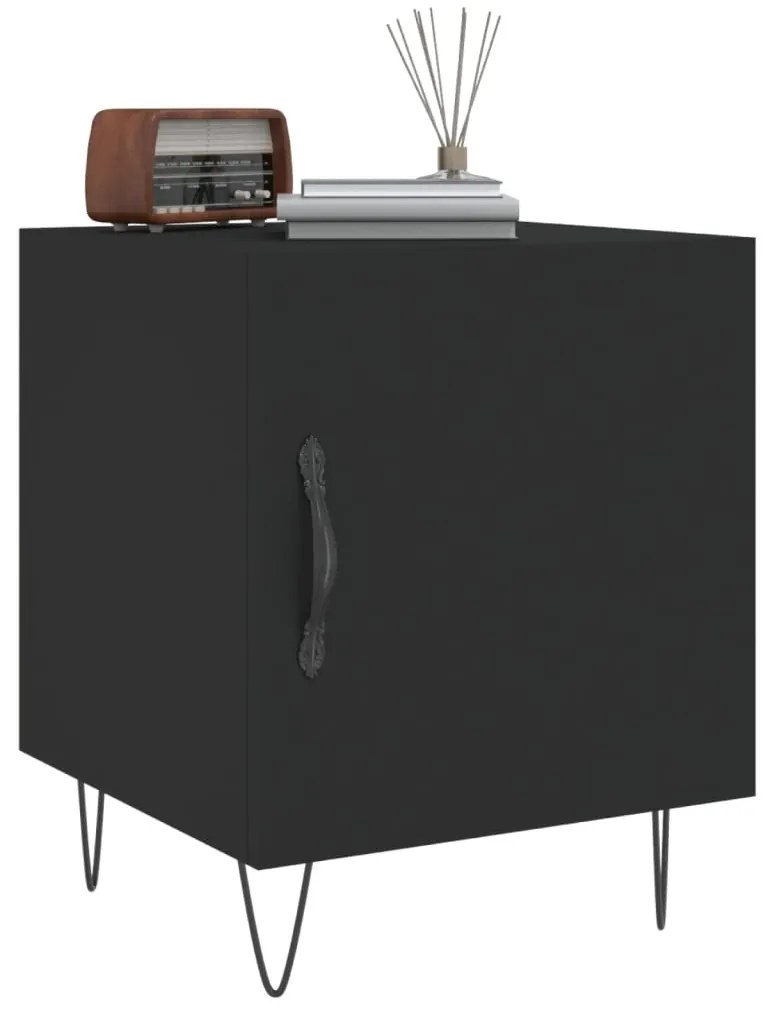 Mesa de cabeceira 2 pcs 40x40x50 cm derivados de madeira preto
