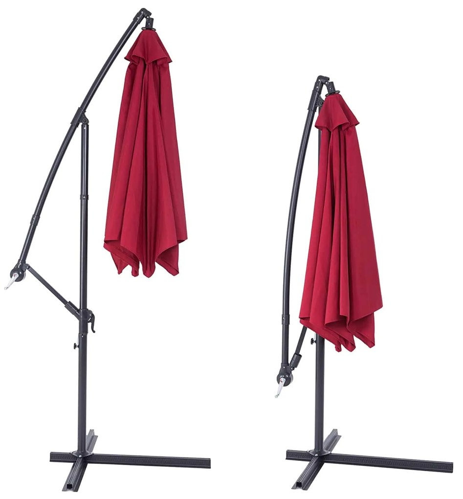 Guarda-sol cantilever em alumínio inoxidável Ø300cm Proteção UV 50+ vermelho