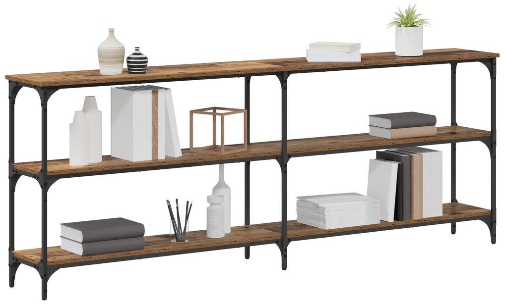 Mesa de Console Madeira Antiga 200x29x75 cm Engenharia