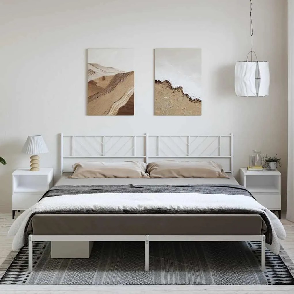 Estrutura de cama com cabeceira 183x213 cm metal branco