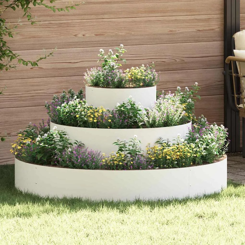 vidaXL Plantadeira de Metal Aço/branca Aço Revestido a Pó Grande Simples