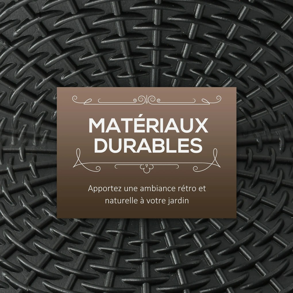 Base de peso redonda para guarda-sol, Ø 44,5 x 32 cm, em resina com efeito de vime, preto e bronze