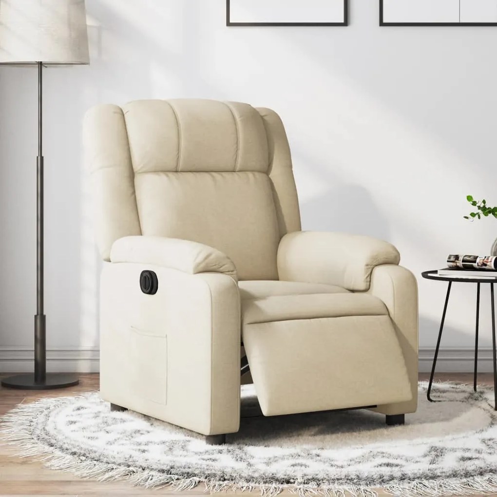 vidaXL Poltrona reclinável elétrica tecido cor creme